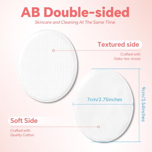 ICOTLE Large Oval Cotton Pads for Face - Dual-Sided, 80 Count, Box