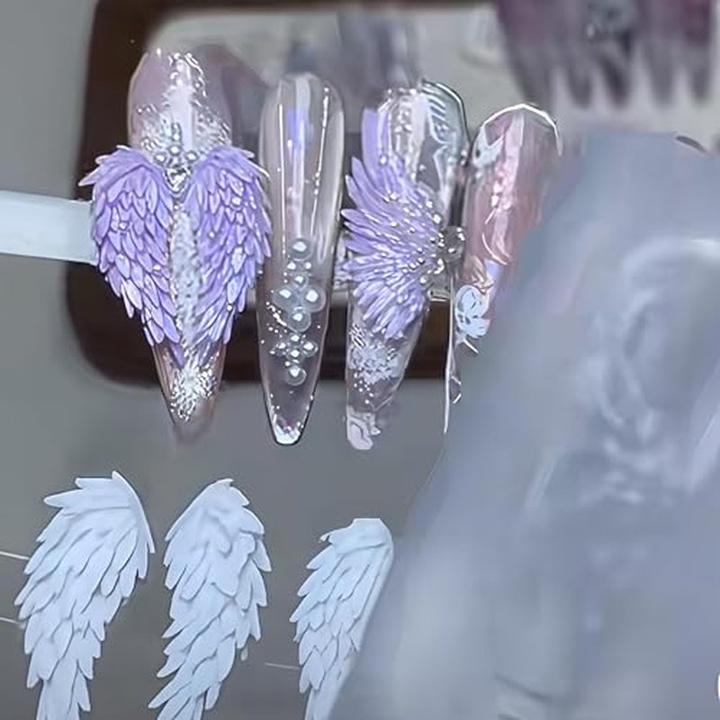 3D Angel Wings Nail Art Mold with Bows & Ballet Shoes - Silicone