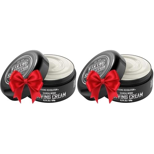 Viking Revolution Luxury Shaving Cream for Men- Sandalwood Scent - Soft, Smooth & Silky Shaving Soap - Rich Lather for the Smoothest Shave - 5.3oz (Pack of 2)