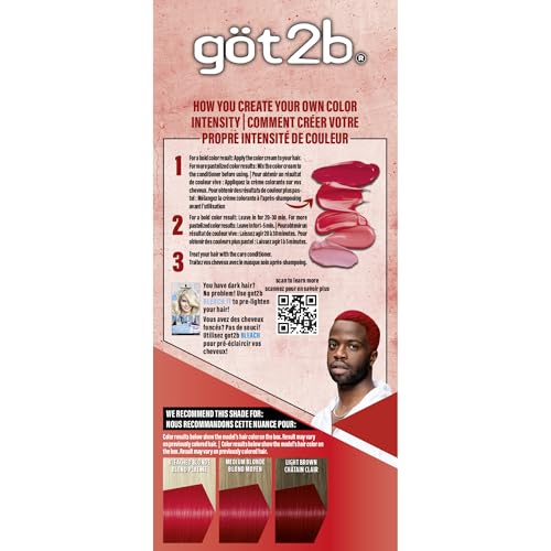 Got2b Color Remix, Customizable Semi-Permanent Hair Color, 092 Radical Red