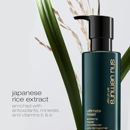 shu uemura art of hair Ultimate Reset Extreme Hair Repair Conditioner - Strengthens to Reduce Breakage and Split Ends, Deeply Conditions and Nourishes Damaged Hair, With Japanese Rice Extract, 8 Fl Oz