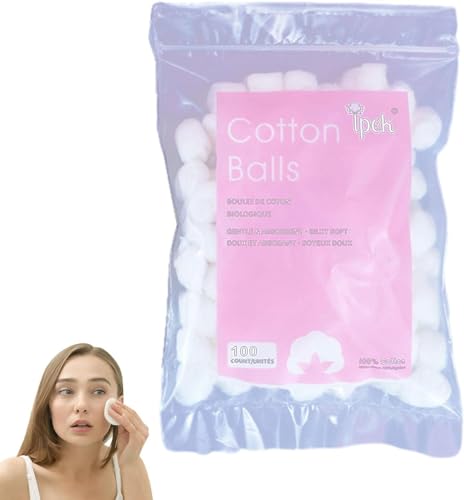 Cotton Balls for Personal Care & Household Use - Soft & Gentle, 100 Pack