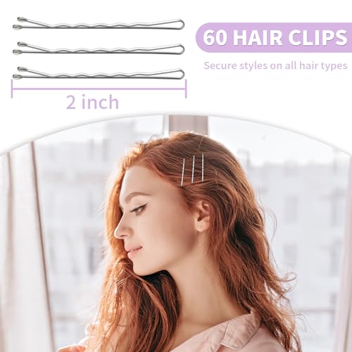 Mia Klein Bobby Pins 2 Inch Silver 60pc Hair Grips