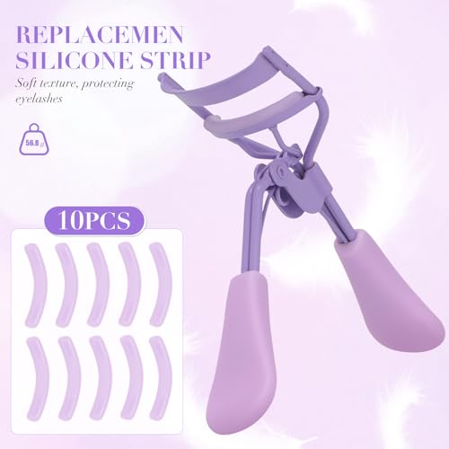 Eyelash Curler with Pads, Lash Curler 2 Pcs with 10 Extra Silicone Replacement Pads, Comfortable Grip for Effortless Curling ? Eyelashes for The Perfect Eye Contour (Hyacinth Purple)