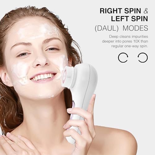 Electric Facial Cleansing Brush with 2-Way Rotation & 5 Heads