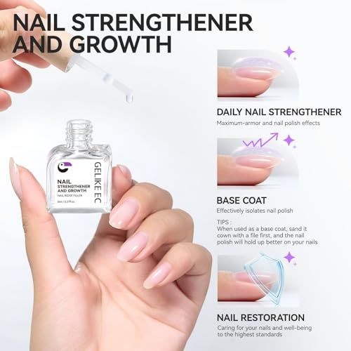Gelike EC 8-in-1 Clear Nail Ridge Filler & Strengthener for Damaged Nails - Natural Growth & Top Coat-Free