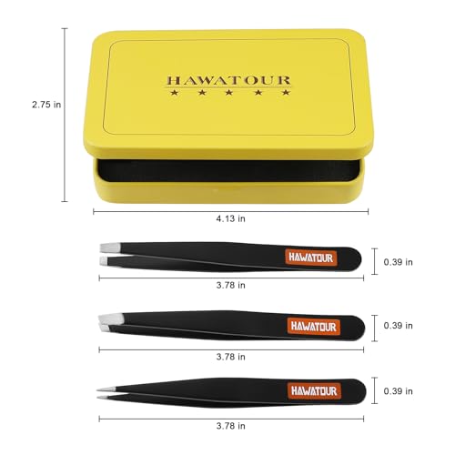 HAWATOUR Precision Stainless Steel Tweezers Set 3pc