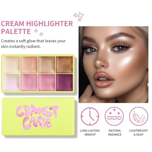 8-Color Cream Highlighter Palette – Waterproof, Lightweight