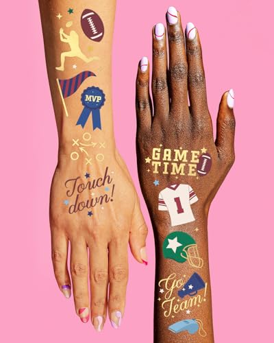xo, Fetti Football Temporary Tattoos - 64 Gold Foil Designs