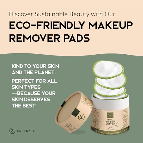 Reusable Makeup Remover Pads - 20 Pack Bamboo Cotton