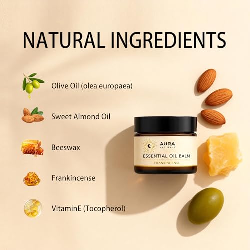 Aura Naturals Frankincense Balm for Joints & Muscles Relief - with Olive Oil & Vitamin E, Fast-Absorbing Massage Balm - for Sore Muscles, Post-Workout Recovery & Skin Care (1pc)