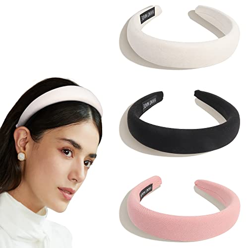 Ivyu Padded Headbands for Women- 3 Pcs Diademas Para Mujer De Moda Fashion Headband Hair Bands Neutral Puffy Headband