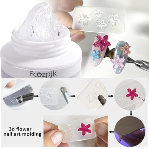 Clear Solid Builder Gel 60g with Nail Forms & Nail Art Kit for 3D Extensions