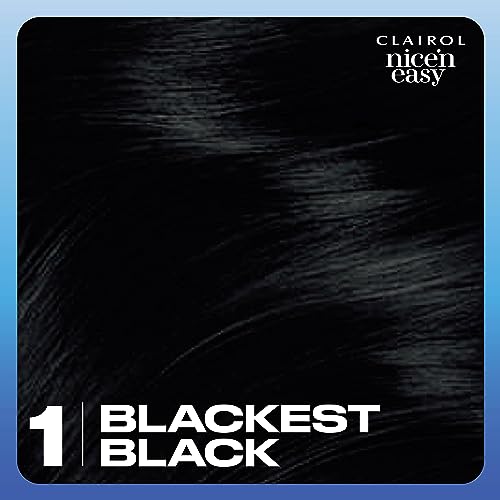 Clairol Nice'n Easy Permanent Hair Dye, 1 Blackest Black Hair Color, Pack of 1