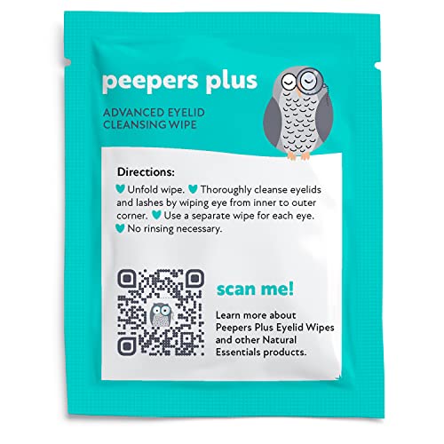 Peepers Plus Advanced Eyelid Wipes by Natural Essentials, Eyelash & Eye Wipes for Daily Use, Hydrating & Moisturizing Hyaluronic Acid & Tea Tree Oil Soothes Allergy Red & Dry Eyes, 30 Count