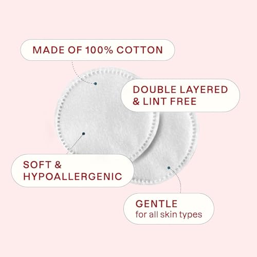300 Count Hypoallergenic Cotton Rounds - Lint-Free Makeup Remover Pads