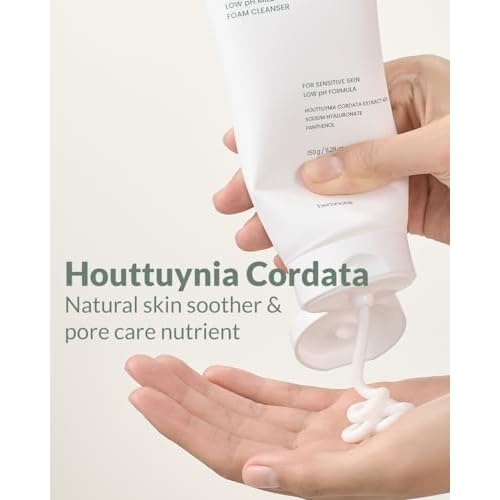 Heartleaf Low pH Deep Foam Cleanser - Gently Removes Sebum, Deep Cleans Pores - Contains 80% Houttuynia Cordata, Hyaluronic Acid, Soothes and Enhances Sensitive Skin, 5.29oz.