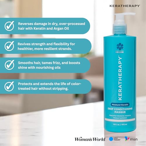 KERATHERAPY Keratin Infused Deep Conditioning Masque, 16.9 fl. oz., 500 ml - Moisturizing Hair Deep Conditioning Treatment with Kerabond, Jojoba Oil, Nettle Root Extract, Wheat Oil, & Persian Walnut