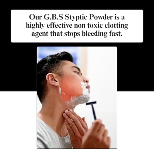 G.B.S Styptic Powder Jars 0.18 oz (3-Pack) - Quick Stop Bleeding for Shaving Nicks & Razor Cuts