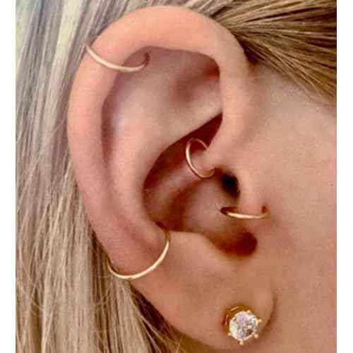 QWALIT Ear Piercing Kit Gold Ear Piercing Needle Kit Self Piercing Earrings Piercing Kit Disposable Earring Piercing Kit with Earring Stud Flat Back Helix Cartilage Ear piercing Kit Threadless Earring