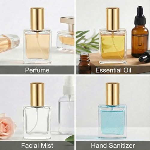 Premium 30 Pcs 30 ml Clear Glass Perfume Spray Bottle Mini Empty Perfume Bottles, Refillable Perfume Bottle With Pump Tool, Droppers And Funnels for DIY Fragrances, Cologne, and Travel (Gold)