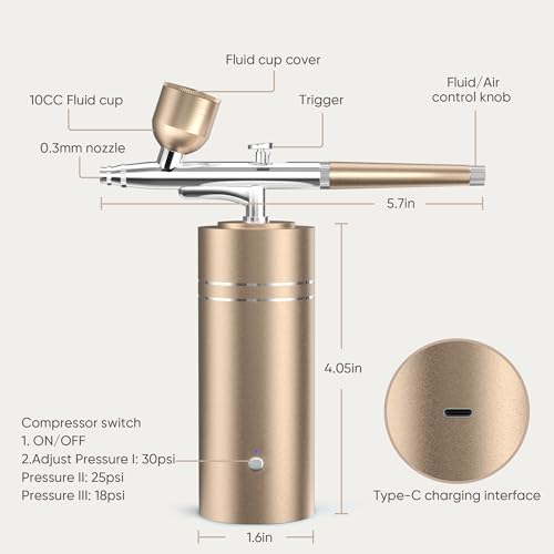 Cordless Airbrush Kit with Compressor 30PSI