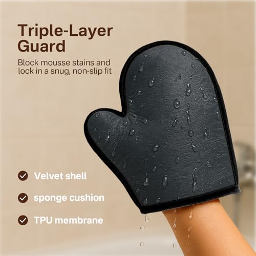 4 Pack Self Tanning Mitt Applicator Kit,Tanning Glove for Self Tan Mitt,Self Tanner Back Applicator,Mini Tan Mit, Exfoliating Mitt, for Sunless Streak-Free Fake Tanning