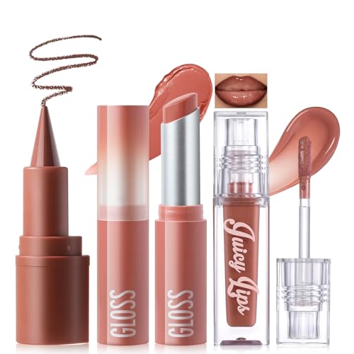Noerrors 3-Piece Nude Lip Kit - Liner, Lipstick & Gloss