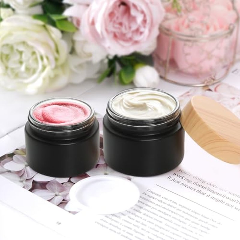 6Pc Glass Cosmetic Jars with Lids - Refillable 15ml 30ml 50ml