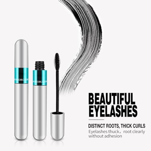 2 Pack 4D Silk Fiber Mascara - 5x Longer, Waterproof Black