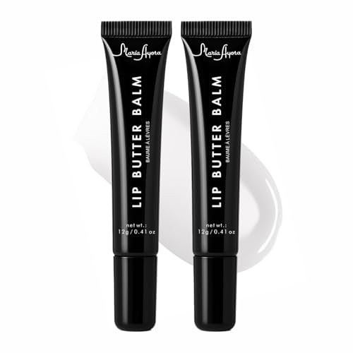 Deep Hydrating Lip Butter Balm- Glossy Lip Treatment with Shea Butter, Vitamin E, Peptides & Hyaluronic Acid - Vegan, Non-Sticky, Moisturizing Lip Care | 2-Pack (Clear-Unscented)
