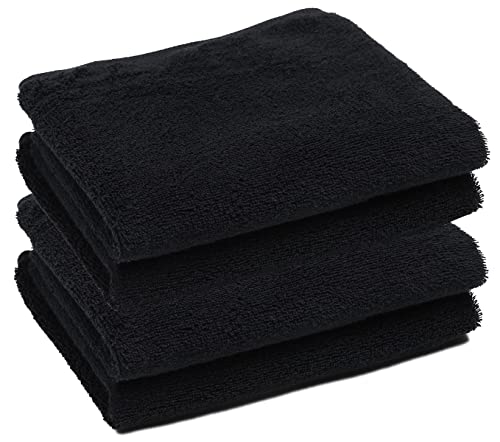 PERFEHAIR Black Hand Towels (4-Pack, 16 X 27 Inches)-Barber Hand Cotton Towel for Gym, Bathroom, Hair Salon, Soft & Absorbent