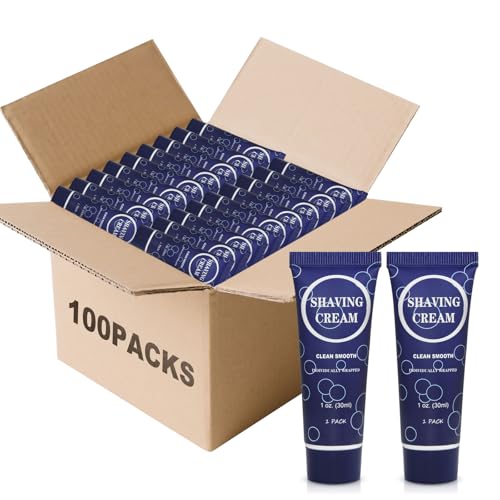 Travel Shaving Cream for Men, Individually Wrapped Mini Shaving Cream in Bulk, Disposable Travel Size Toiletries Amenities Vacation for Hotel, Shelter/Homeless/Nursing Home/Charity 1 Oz (Pack of 100)