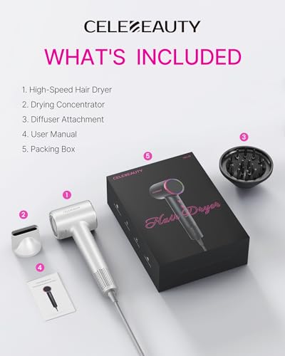 CELEBEAUTY Hair Dryer with Ionic Motor & Magnetic Diffuser