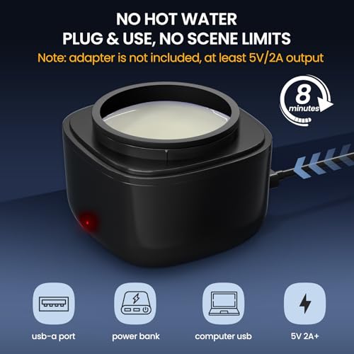 Nose Wax Kit Men, Nose and Ear Hair Wax Kit, Compatible with Waxing Sticks & Beads, USB Fast Heat, Smart Temp Control, Upgraded Size, Portable for Travel/Home, Device Only