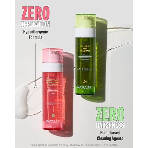 MAXCLINIC [K-Beauty] Rose Vitamin + Hyaluron Vita Oil Foam Gift Set | Daily Face Wash Oil Based Cleanser to Foam | Korean Skin Care Oil Cleanser for Dry Sensitive Skin