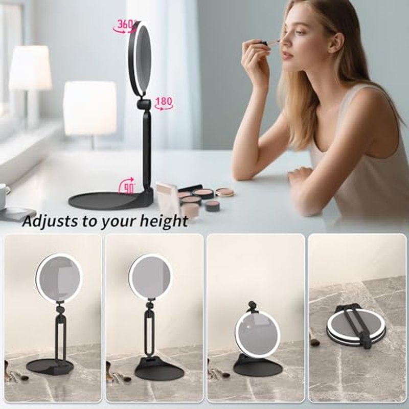 40X Magnifying Mirror with Light, Double Sided, Rechargeable