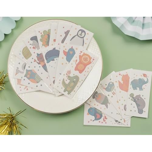 PapaKit 36 Pc Zoo Animals Temporary Tattoo Set - 18 Individually Wrapped Sheets | Jungle Safari Party Favors, Birthday Goodie Bag Fillers, School Rewards