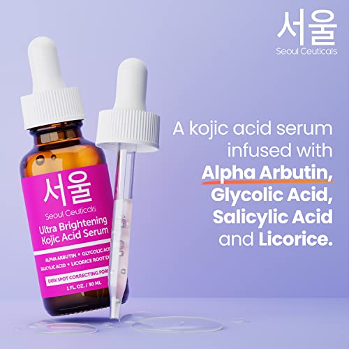 SeoulCeuticals Kojic Acid Serum + Snail Mucin Cream - Korean Anti Aging Skincare Set