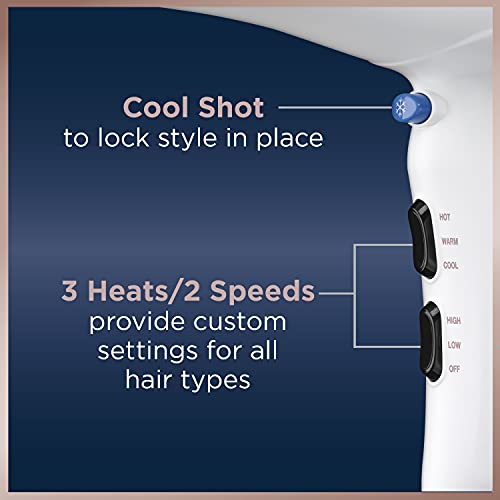 Conair Double Ceramic Hair Dryer | Blow Dryer with Ionic Conditioning | Includes Concentrator