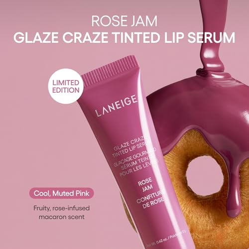 LANEIGE Glaze Craze Tinted Lip Serum Rose Jam — Plumping Lip Gloss & Nourishing Tint