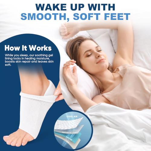 Moisturizing Heel Socks for Cracked Heels - 2 Pairs, Toeless Gel