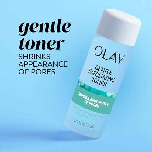 Olay Gentle Exfoliating Toner, Fragrance Free, 4.1 fl oz, Pore Treatment Face Cleanser Unclogs and Diminishes the Appearance of Pores