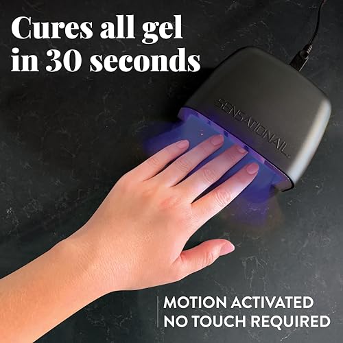 Sensationail Complete Gel Nail Polish Starter Kit - Long-Lasting Salon Grade Manicure Kit with UV Lamp - Includes Primer, Base & Top Coat, Cleanser, & More - Includes White, Black, & Pink Gel Polish