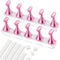 Pink Acrylic Nail Art Display Stands Set with Magnetic Tips & Reusable Adhesive Putty