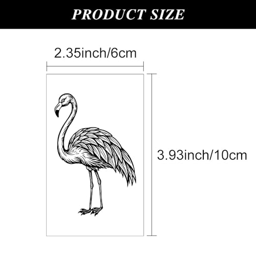 12 Flamingo Temporary Tattoos | Black & White Waterproof Stickers