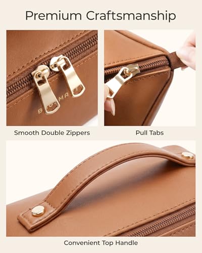 BAGSMART Makeup Bag Travel Cosmetic Organizer Brown