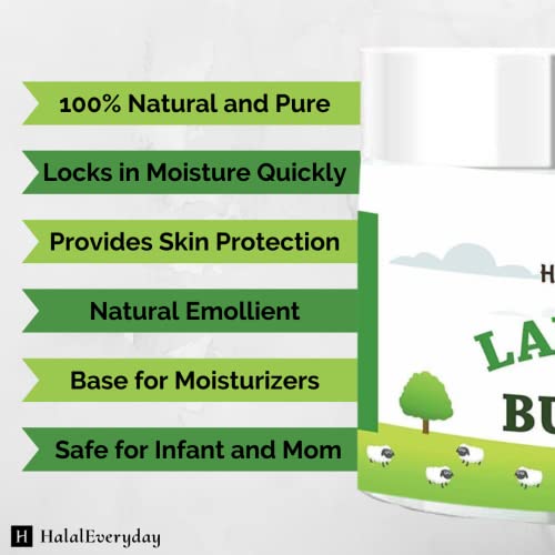 Lanolin (Anhydrous) - Ultra Refined Butter - Use for Lotion, Cream, Lip Balm, Oil, Stick, or Body Butter 4oz - Natural Nipple cream - lip balm By HalalEveryday¢ç