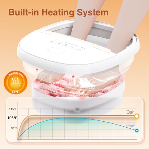 Heated Foot Spa Massager with Shiatsu Rollers & Bubbles