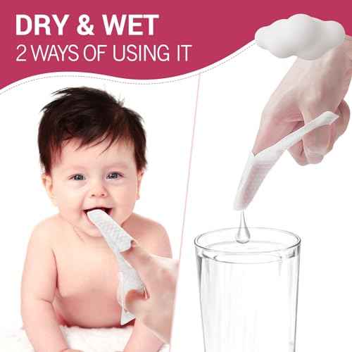 60 Counts Baby Tongue Cleaner and Oral Teeth Finger Toothbrush, Mouth and Gum Dry Wipes,for Newborn,0-24 Months Infants,Toddlers